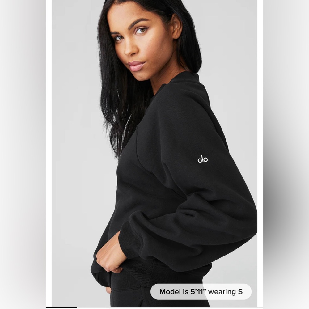 ALO size xs black heavyweight free time crew neck pullover WORN TWICE!